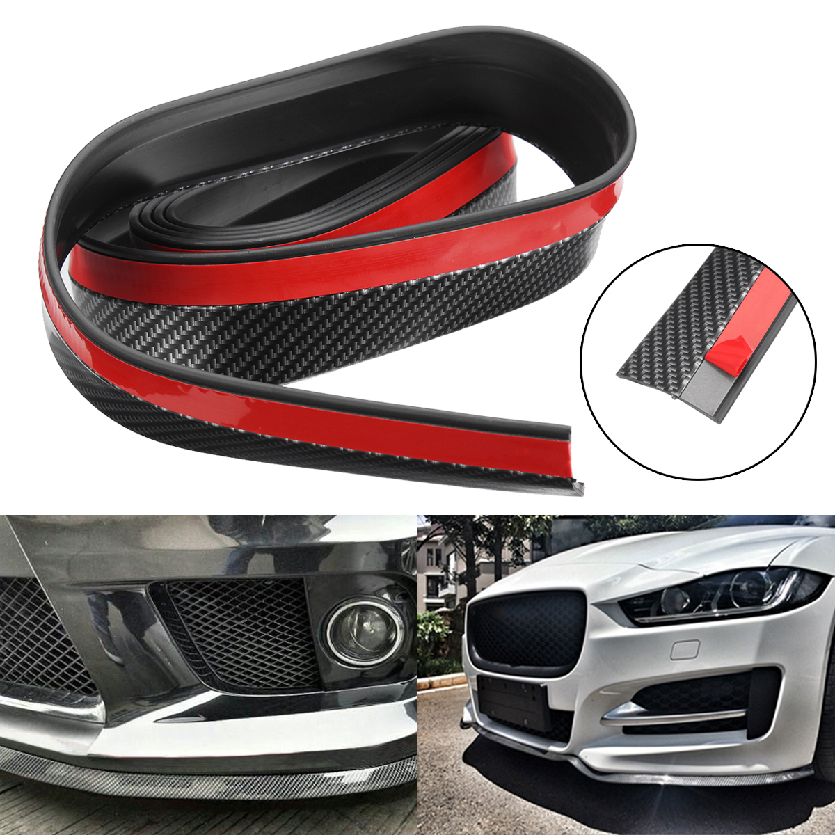 25M-Carbon-Fiber-Color-Car-Front-Bumper-Spoiler-Lip-Splitter-Protector-Auto-Trim-Sticker-Universal-1386107