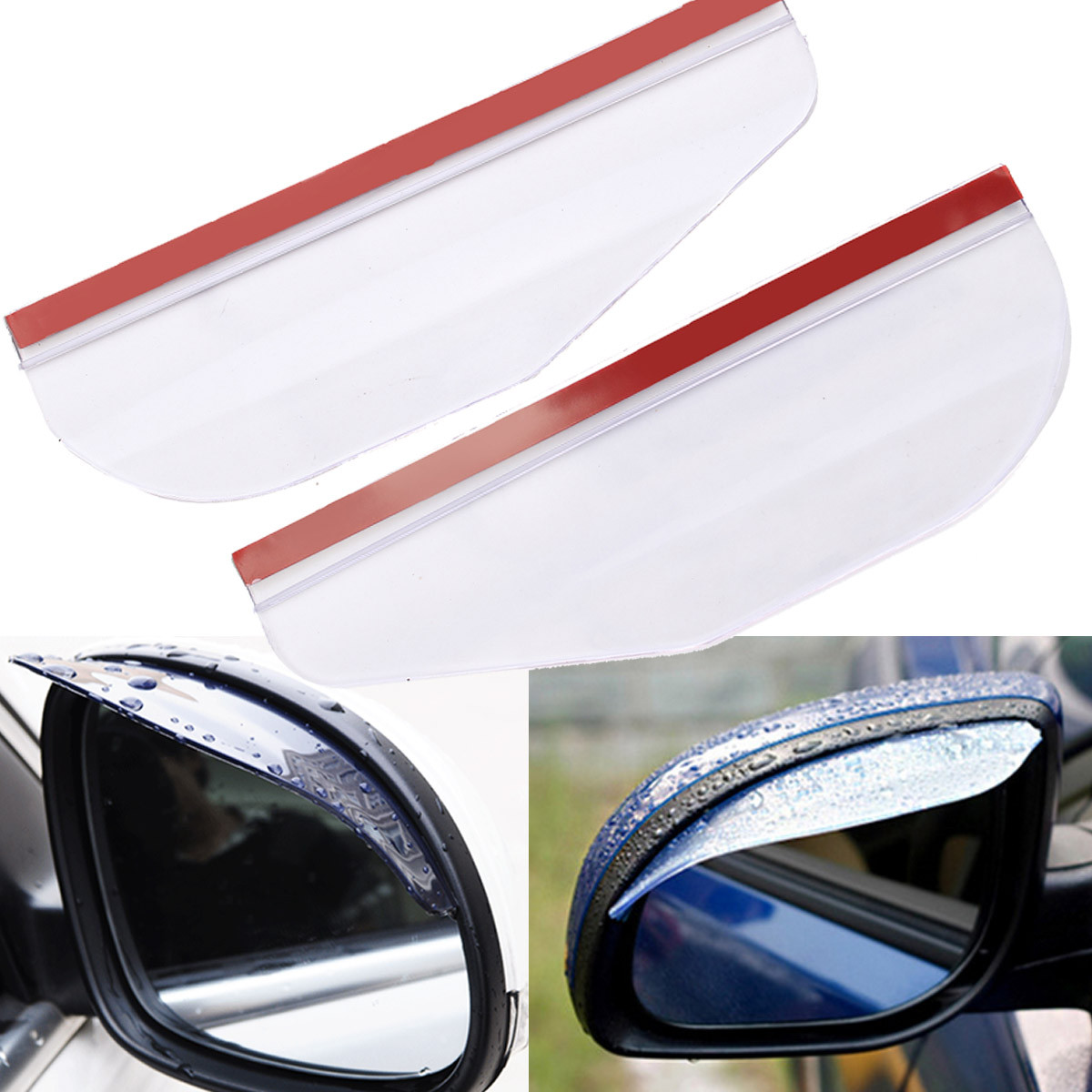 2Pcs-Flexible-PVC-Car-Rearview-Mirror-Rain-Shield-Guard-Rainproof-Eyebrow-White-Universal-1355356