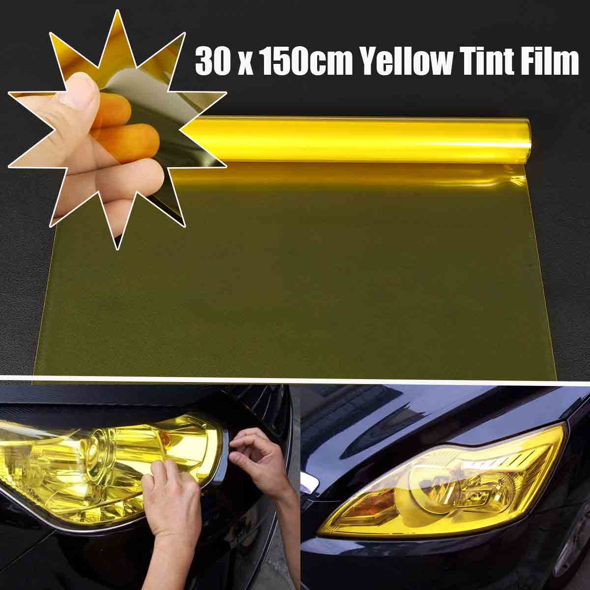 12x60quot-Golden-Yellow-Car-Smoke-Headlight-Tail-Light-Fog-light-Tint-Film-Vinyl-Wrap-Sticker-1336709