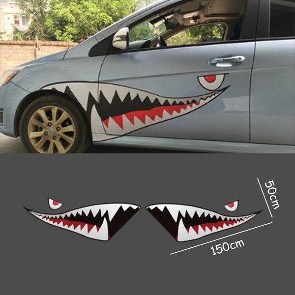 150cmx50cm-Shark-Month-Teeth-Vinyl-Sticker-Car-Body-Exterior-Scratch-Cover-Decal-Waterproof-1103411