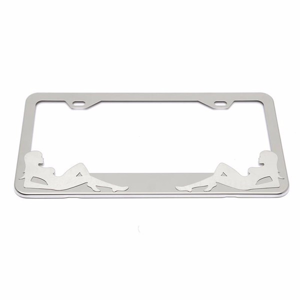 Tirol-Car-Girl-Drawing-License-Plate-Frame-Stainless-Steel-Polished-Metal-Tag-Cover-315135cm-1029220