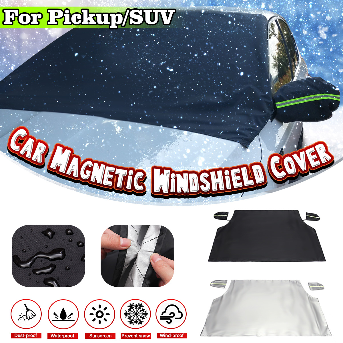 234x146x178cm-Green-Car-Magnetic-Windshield-Cover-Snow-Sun-Dust-Protector-for-Pickup-SUV-1416639