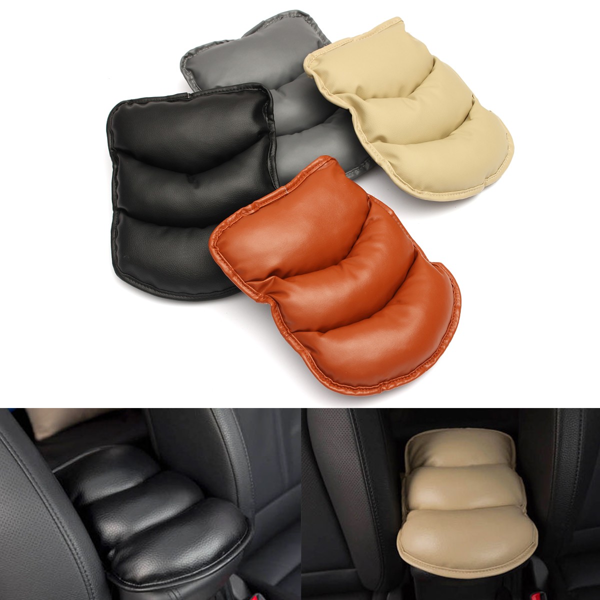 Universal-PU-Leather-Car-Arm-Rest-Mat-Storage-Box-Cover-Cushion-1025718