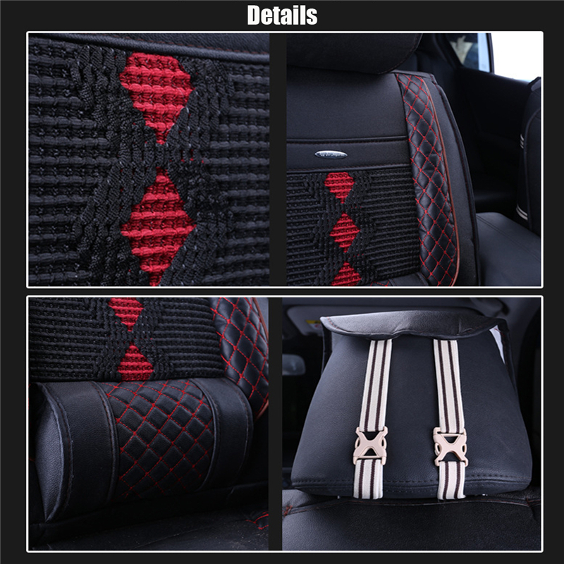 1Pcs-PU-Leather-Car-Front-Seat-Cover-Cushion-w-Ice-Silk-BlackBeige-Universal-1360034