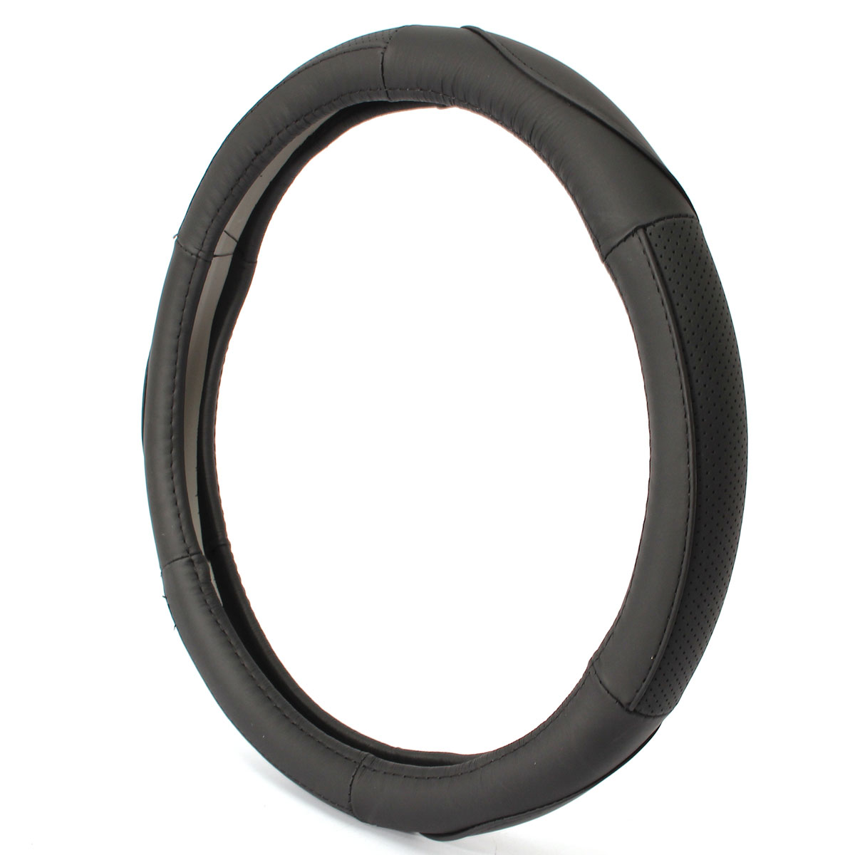 38cm-Black-Leather-General-Steel-Ring-Wheel-Cover-Medium-For-Volkswagen-Honda-1054977