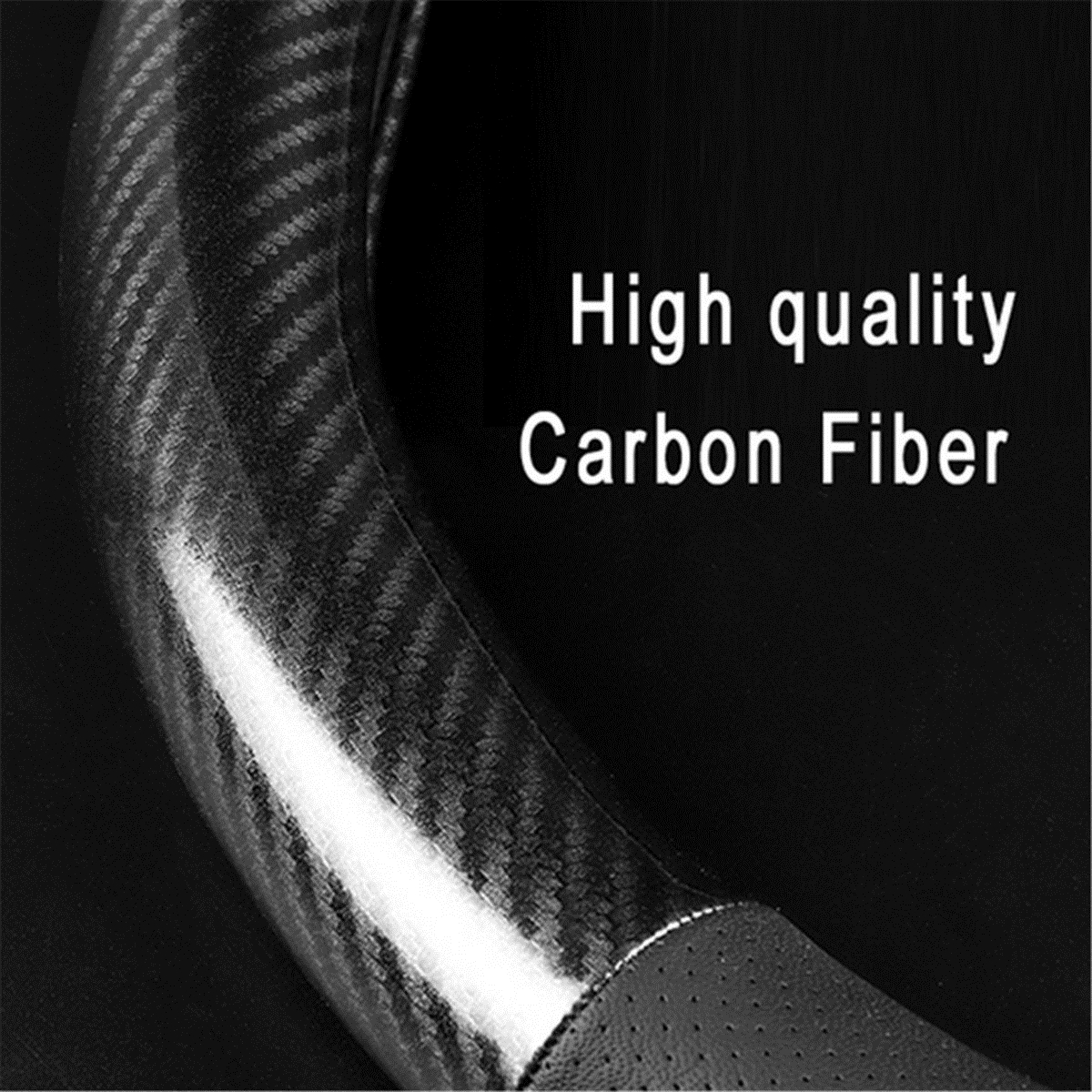 38cm-Carbon-Fiber-Leather-Stitching-Car-Steering-Wheel-Covers-Anti-Slip-Black-Universal-1366514