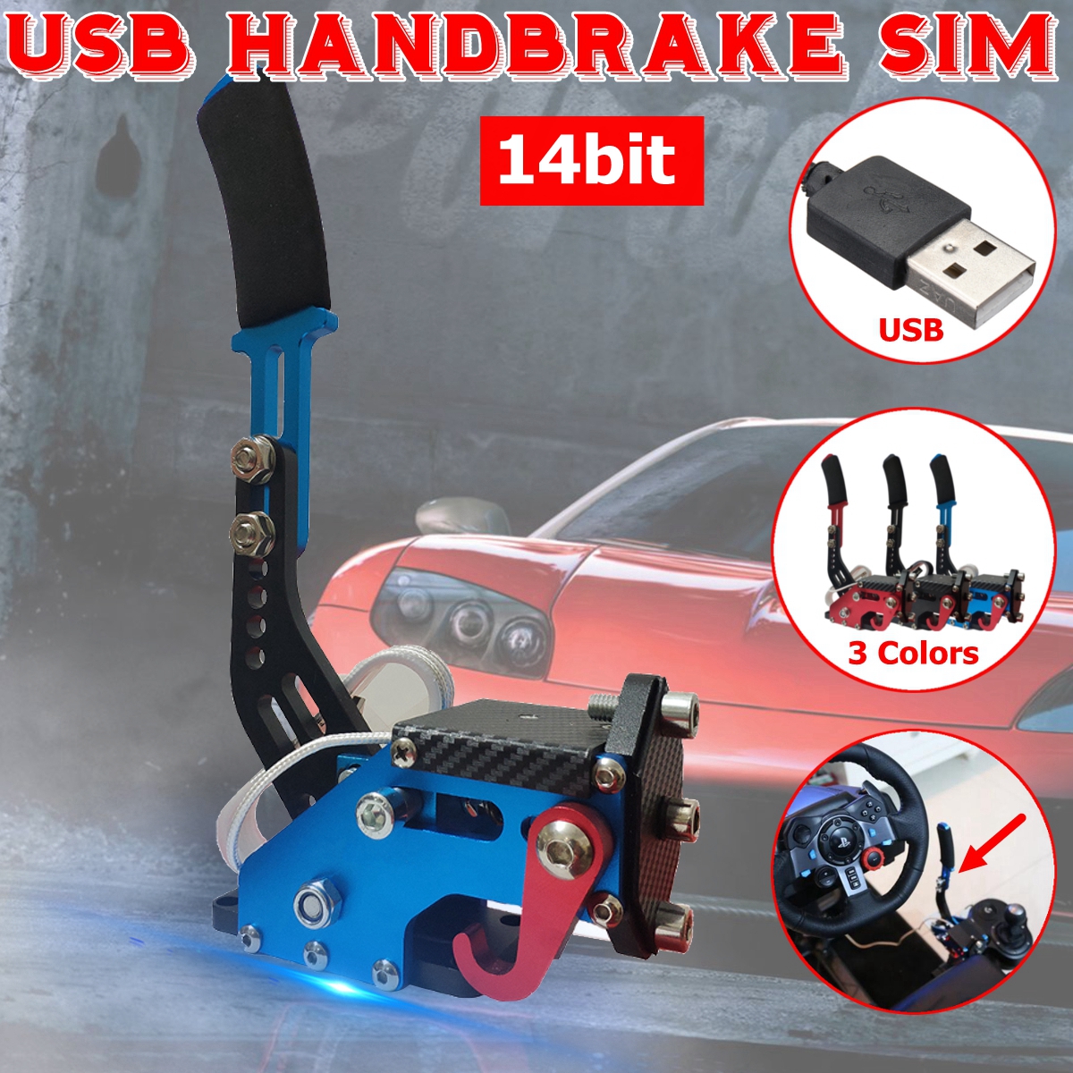 14Bit-PC-USB-Handbrake-Hydraulic-Lever-SIM-Without-Clamp-For-Racing-Games-G252729-T500-FANATECOSW-DI-1470117