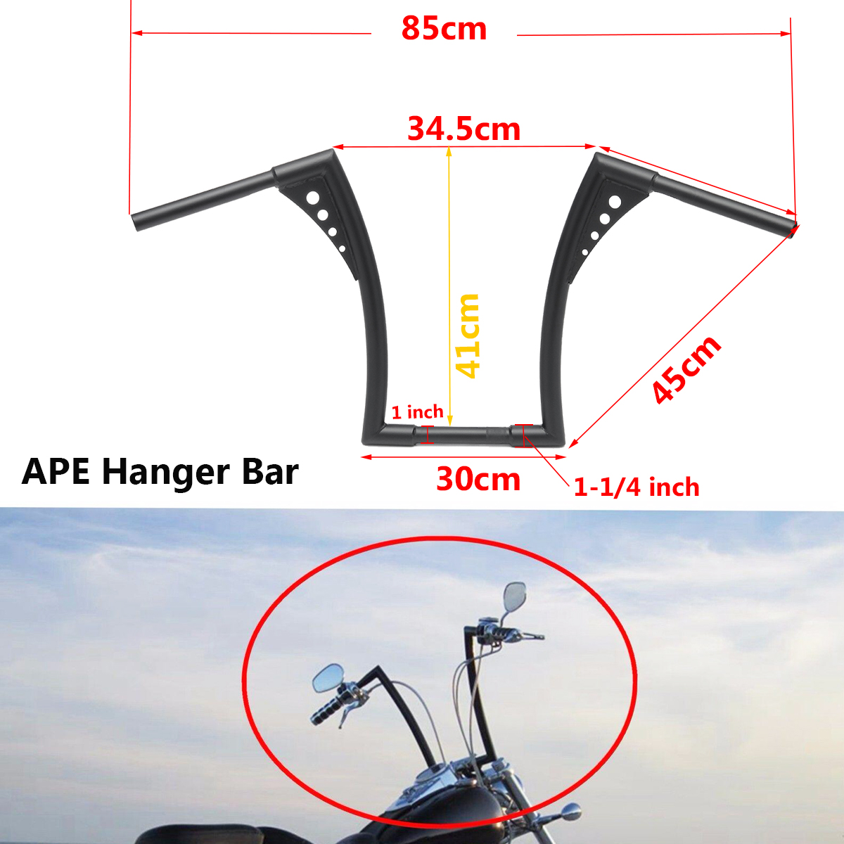 16-inch-Rise-Ape-Hangers-Bike-Handlebar-Black-For-Harley-Softail-FLST-FXST-Sportster-XL-1295634