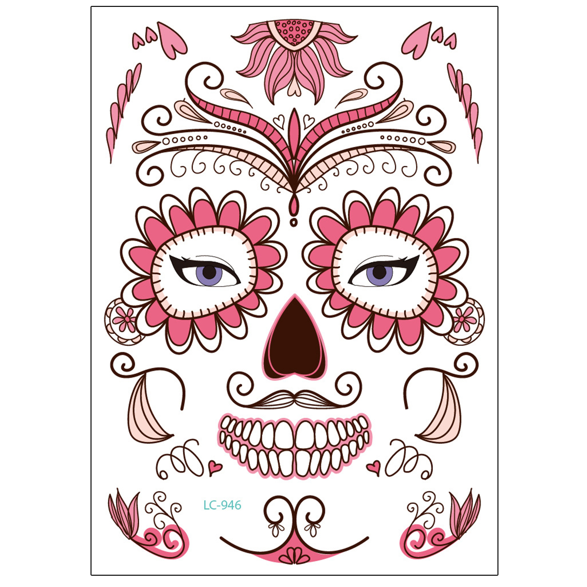 Halloween-Cosplay-Waterproof-Temporary-Skull-Face-Tattoo-Sticker-Makeup-Dress-Art-Prop-1355238