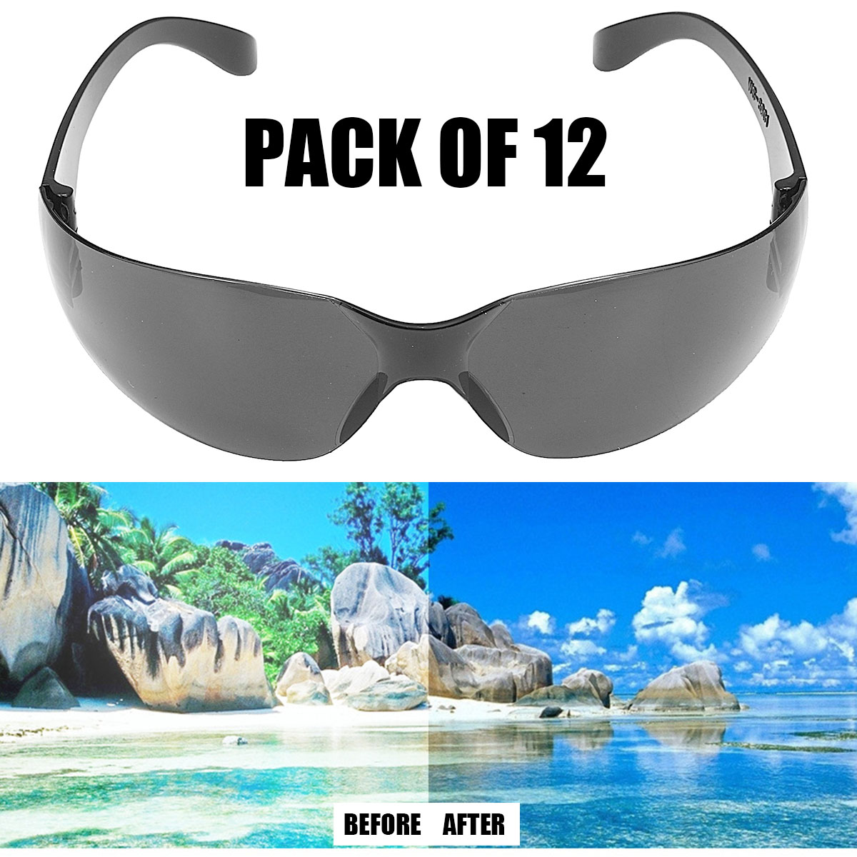 12Pcs-Safety-Glasses-Motorcycle-Riding-Cylcing-Goggles-Smoke-Lens-Frameless-1389247