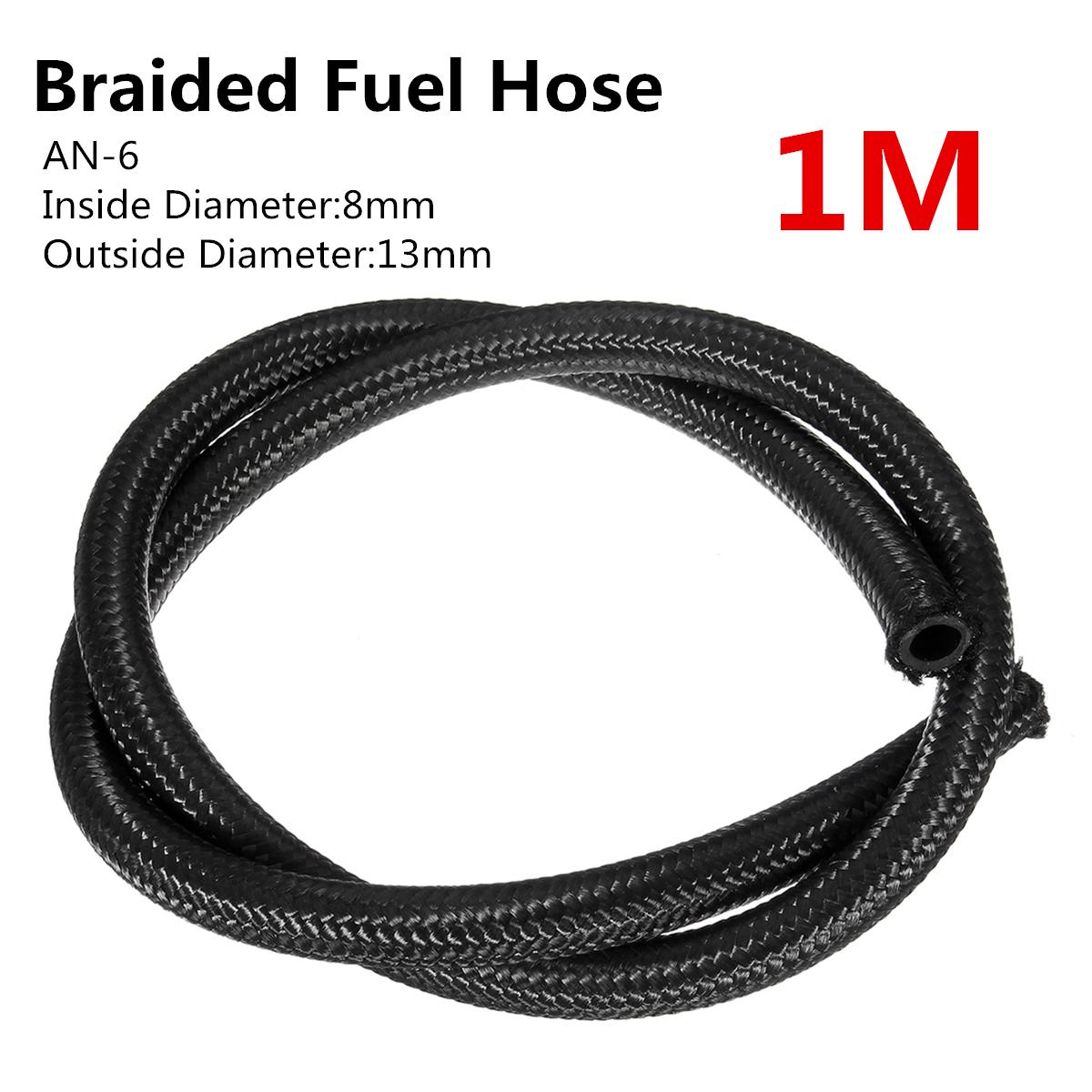 1-Meter-AN-6-8mm-516quot-Nylon-Braided-Fuel-Hose-Line-Black-1431096