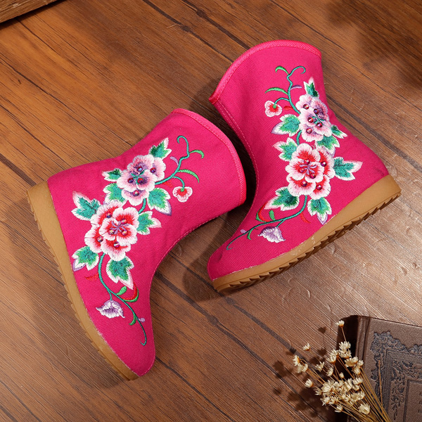 Girls-Flower-Embroidery-Breathable-Zipper-Round-Toe-Ankle-Short-Boots-1086717