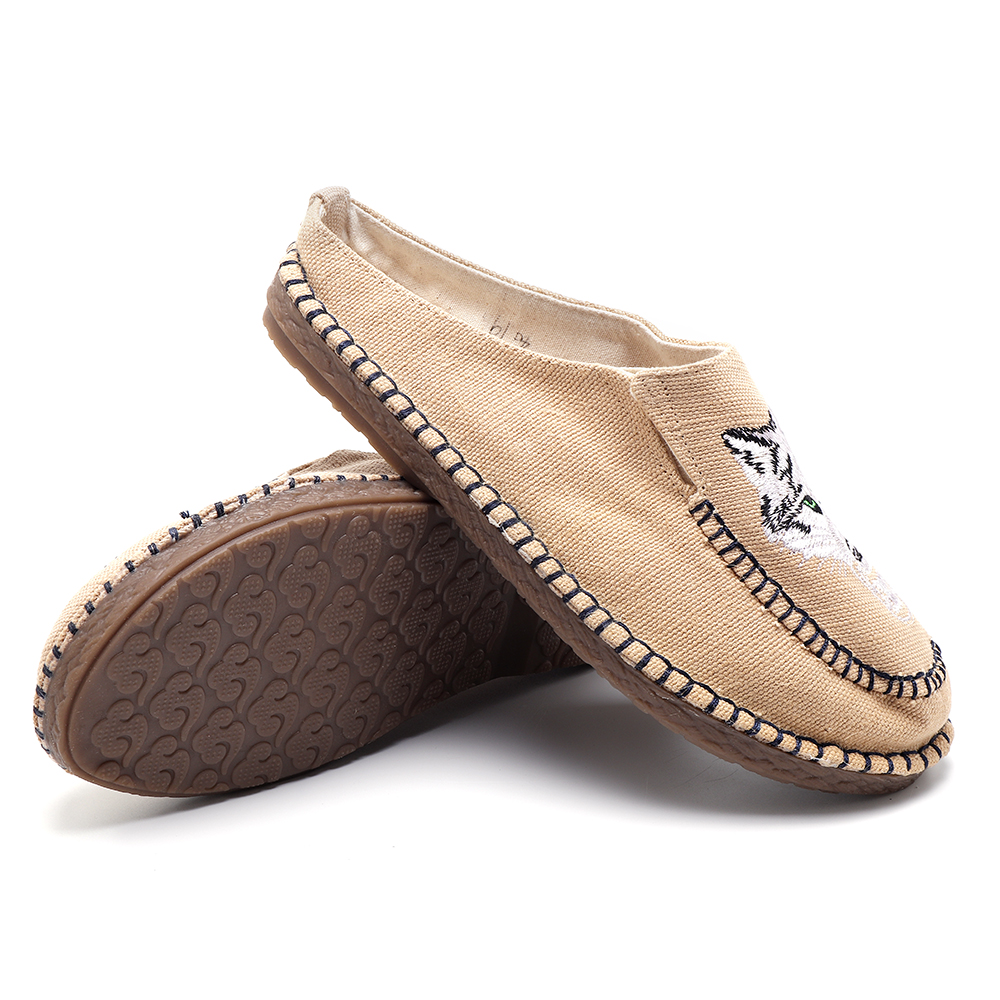 Men-Casual-Breathable-Canvas-Low-Top-Slip-On-Loafers-Flax-Insole-Shoes-1326746