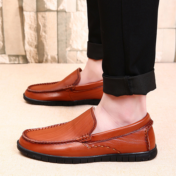 Men-Casual-Breathable-Genuine-Leather-Slip-On-Oxfords-Moc-Toe-Shoes-1277980