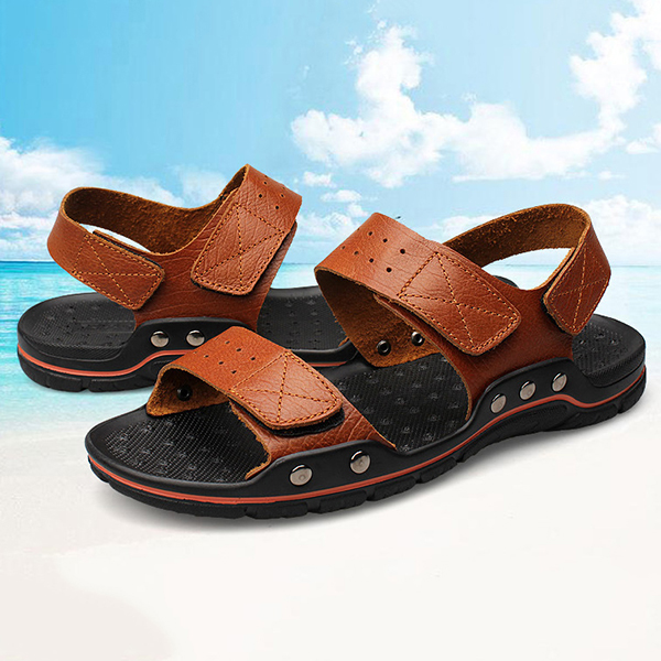 Large-Size-Men-Comfy-Breathable-Genuine-Leather-Hook-Loop-Sandals-Shoes-1274087