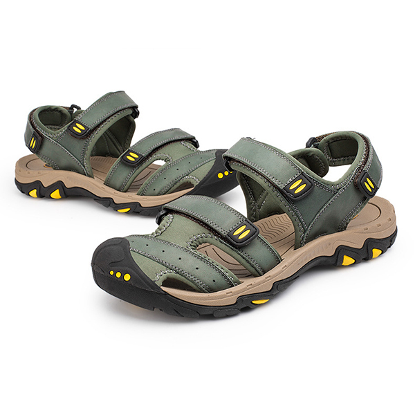 Large-Size-Men-Comfy-Genuine-Leather-Breathable-Hook-Loop-Sandals-Shoes-1275773