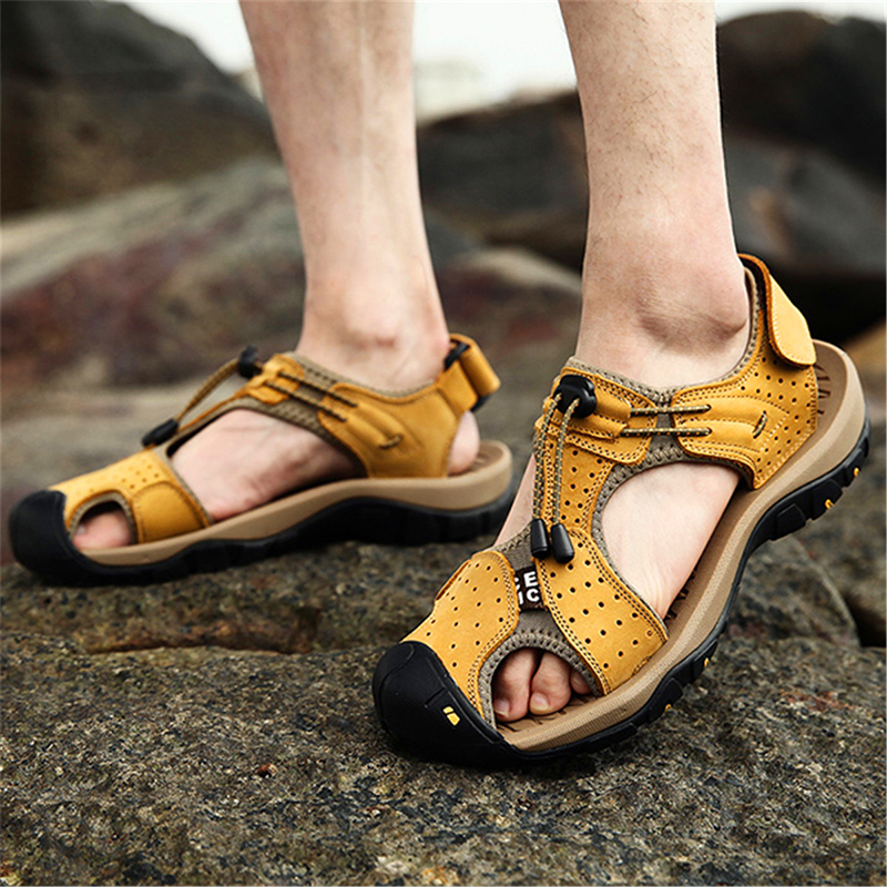 Men-Breathable-Comfy-Wear-Resistance-Outsole-Outdoor-Sandals-Hook-Loop-Shoes-1177209