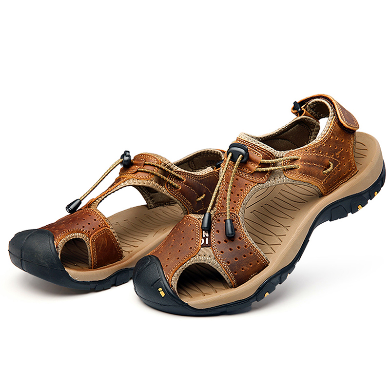 Men-Breathable-Comfy-Wear-Resistance-Outsole-Outdoor-Sandals-Hook-Loop-Shoes-1177209