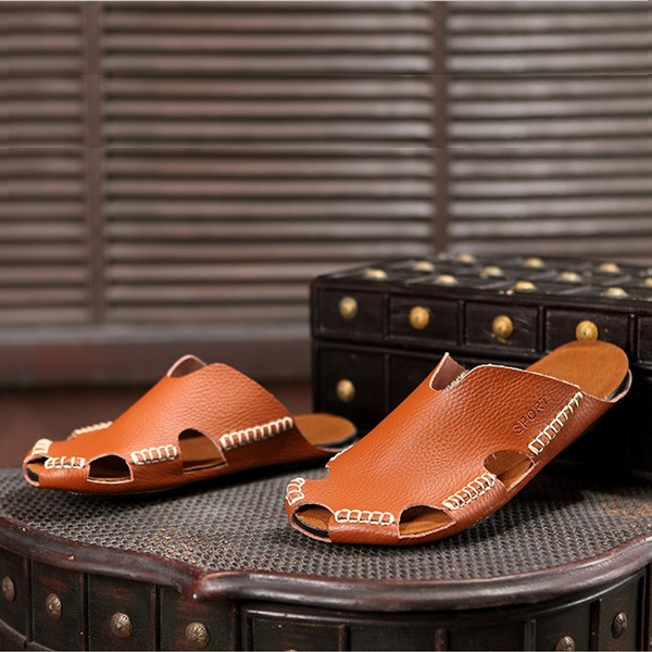 Men-Handmade-Hole-Sandals-Light-Leather-Cool-Slippers-1138232