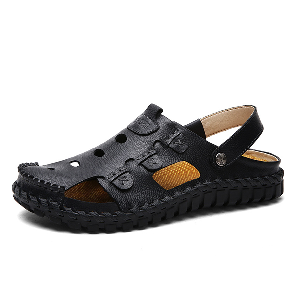 Men-Soft-Leather-Buckle-Sandals-Breathable-Outdoor-Beach-Sandals-1072097