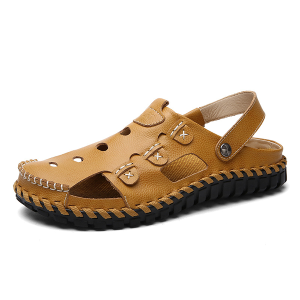 Men-Soft-Leather-Buckle-Sandals-Breathable-Outdoor-Beach-Sandals-1072097