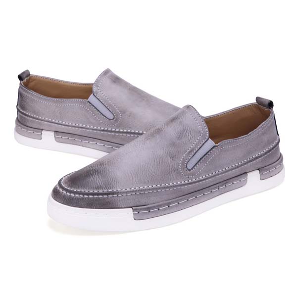 Men-Fashion-Shoes-PU-Round-Toe-Slip-On-Outdoor-Sneakers-Vintage-Style-1084349