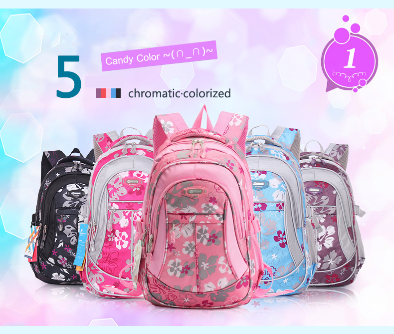 Children-Backpack-School-Bag-Flower-Print-Rucksack-Boy-Girl-Tour-Bags-999004