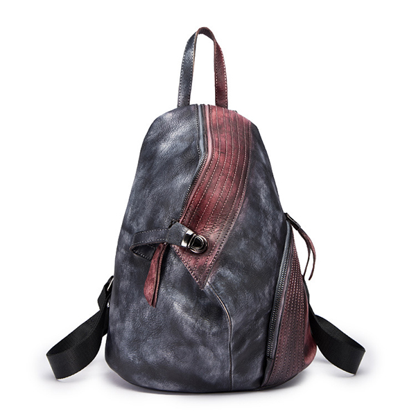 Brenice-Cowhide-Women-Backpack-Retro-Fashion-Buckle-Contrast-Color-Book-Bag-1278802