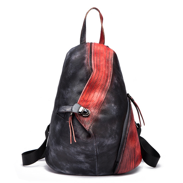 Brenice-Cowhide-Women-Backpack-Retro-Fashion-Buckle-Contrast-Color-Book-Bag-1278802