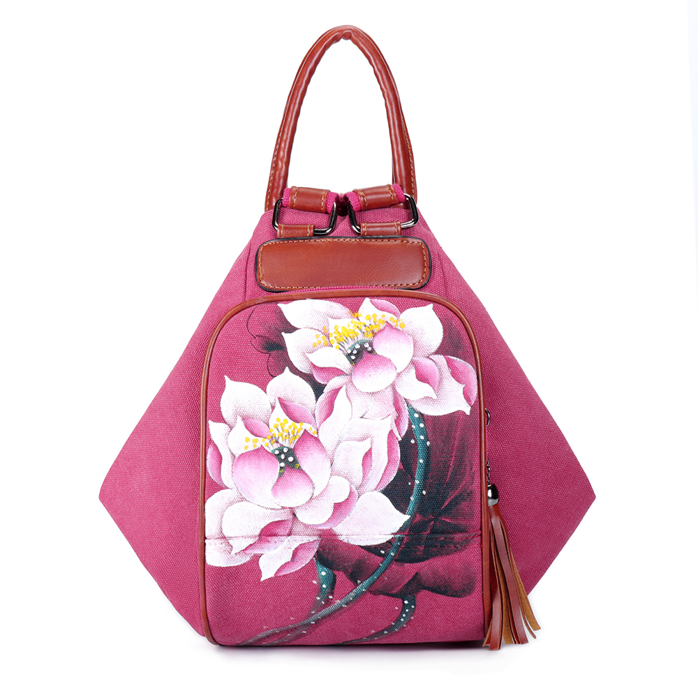 Brenice-Women-Canvas-Backpack-Travel-Bag-Print-Lotus-National-Shoulder-Crossbody-Bag-1308755