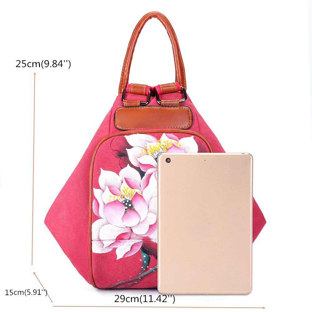 Brenice-Women-Canvas-Backpack-Travel-Bag-Print-Lotus-National-Shoulder-Crossbody-Bag-1308755