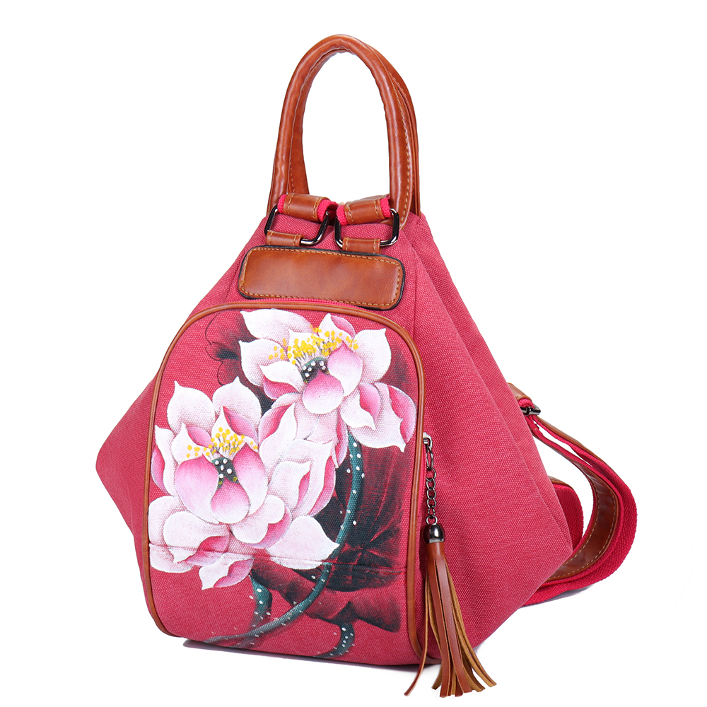 Brenice-Women-Canvas-Backpack-Travel-Bag-Print-Lotus-National-Shoulder-Crossbody-Bag-1308755