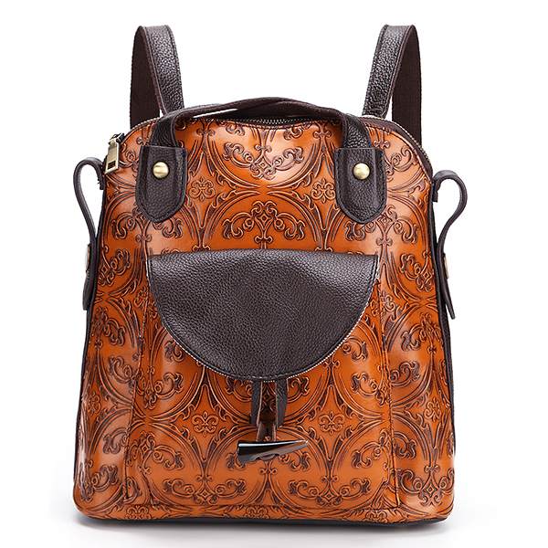 Brenice-Women-Multi-function-Genuine-Leather-Women-Vintage-Embossed-Shoulder-Bag-Backpack-1232097
