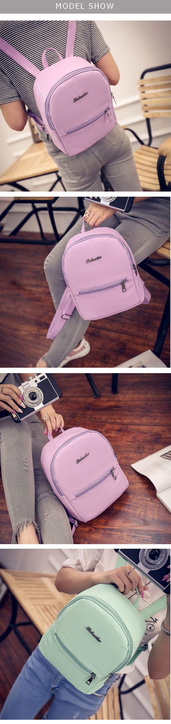 Women-PU-Leisure-Candy-Color-School-Bag-Backpack-Shoulder-Bag-1329132