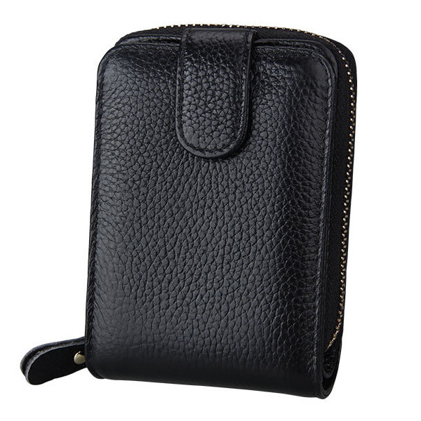 Women-Genuine-Leather-Card-Holder-Men-Portable-Short-Wallets-Purse-Zipper-Case-1172939