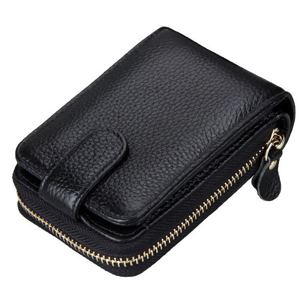 Women-Genuine-Leather-Card-Holder-Men-Portable-Short-Wallets-Purse-Zipper-Case-1172939