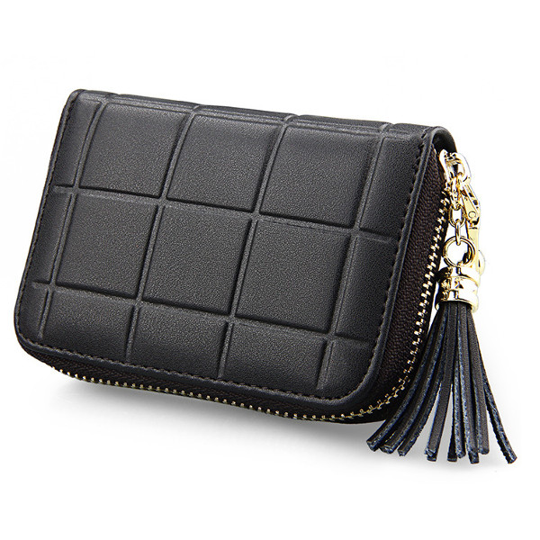 Women-Genuine-Leather-RFID-Quilted-Card-Holder-Girls-Tassel-Zipper-Short-Wallet-Coin-Bags-1104430