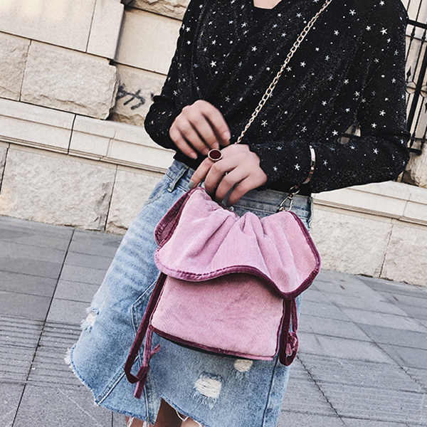 Stylish-Corduroy-Light-Soft-String-Bucket-Bag-Shoulder-Bags-Chain-Crossbody-Bag-1322031