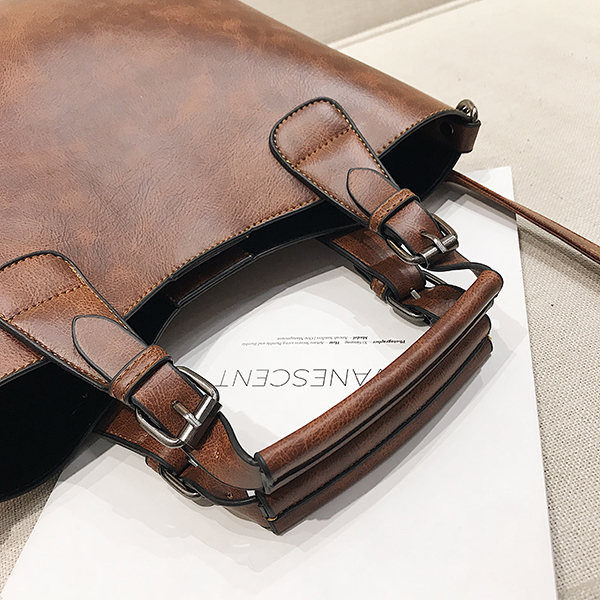 2-PCS-Large-Capacity-Vintage-Handbag-Solid-PU-Leather-Crossbody-Bag-Bucket-Bag-1358238