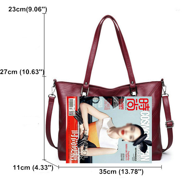 2-PCS-Women-Soft-Faux-Leather-Large-Capacity-Tote-Bag-Solid-Casual-Crossbody-Bag-Handbag-1371652