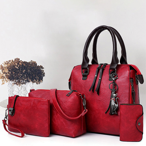 4-PCS-Women-Faux-Leather-Handbag-Vintage-Multi-function-Crossbody-Bag-1352263