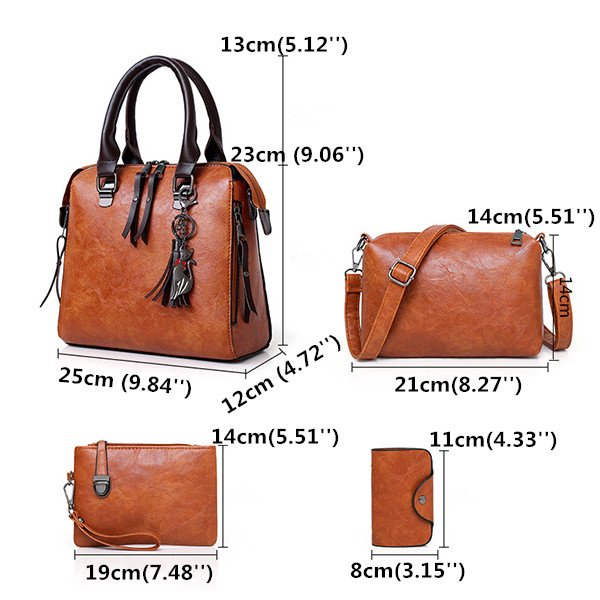 4-PCS-Women-Faux-Leather-Handbag-Vintage-Multi-function-Crossbody-Bag-1352263