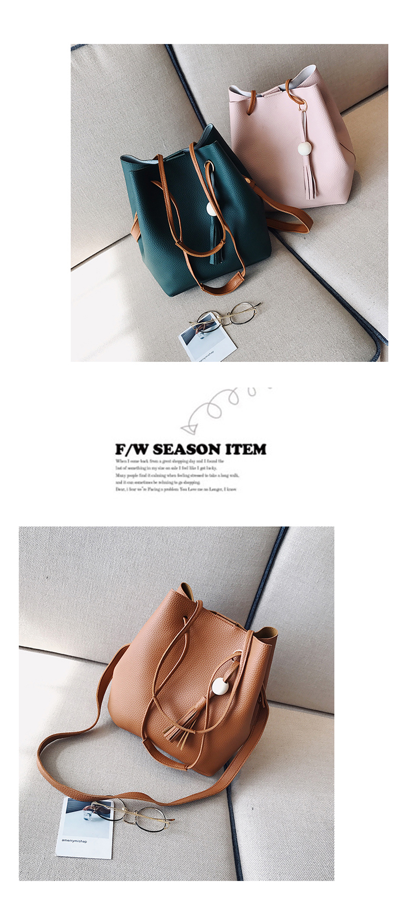 4-Pieces-Women-Litchi-Pattern-Pu-Leather-Casual-Crossbody-Bag-1202935