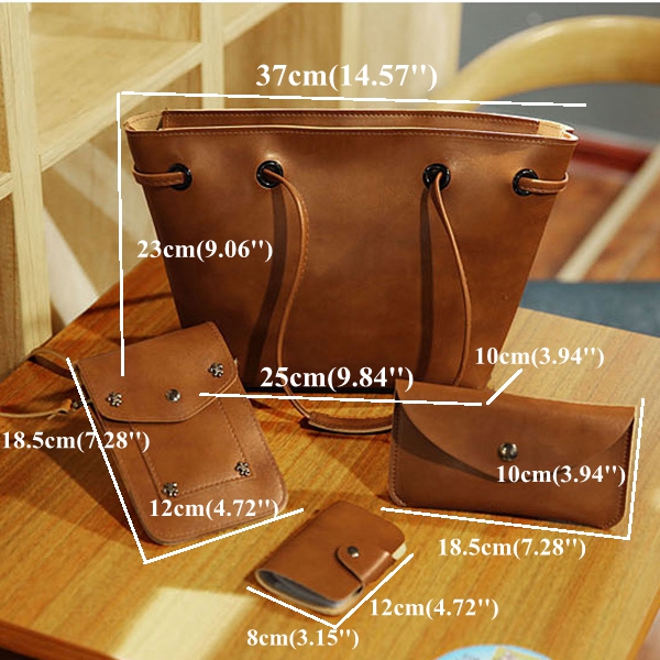 4PCS-PU-Leather-Stylish-Handbag-Phone-Bag-Wallet-Card-Holder-1154137