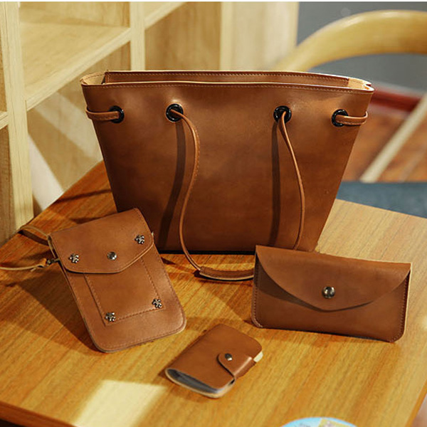 4PCS-PU-Leather-Stylish-Handbag-Phone-Bag-Wallet-Card-Holder-1154137