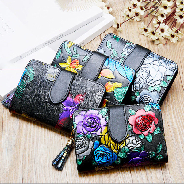 Bifold-Women-Embossed-Genuine-Leather-Wallet-13-Card-Slot-Short-Coin-Purse-1336405