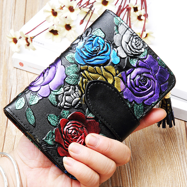 Bifold-Women-Embossed-Genuine-Leather-Wallet-13-Card-Slot-Short-Coin-Purse-1336405