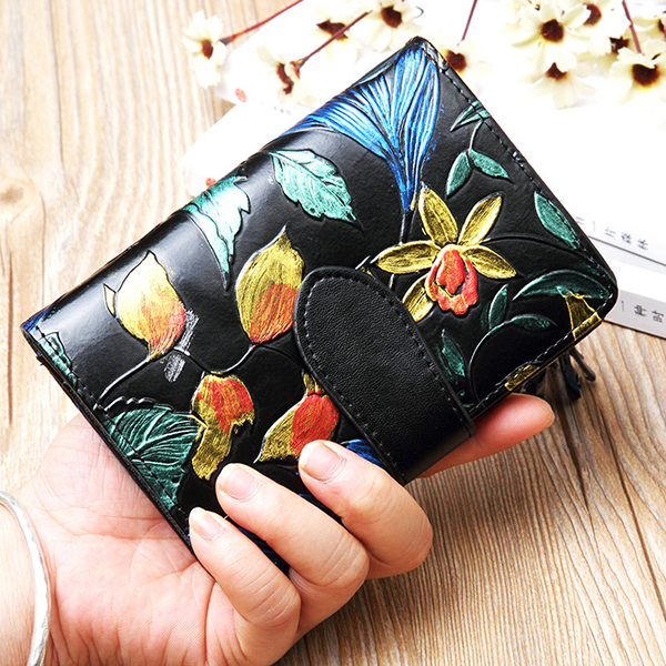 Bifold-Women-Embossed-Genuine-Leather-Wallet-13-Card-Slot-Short-Coin-Purse-1336405