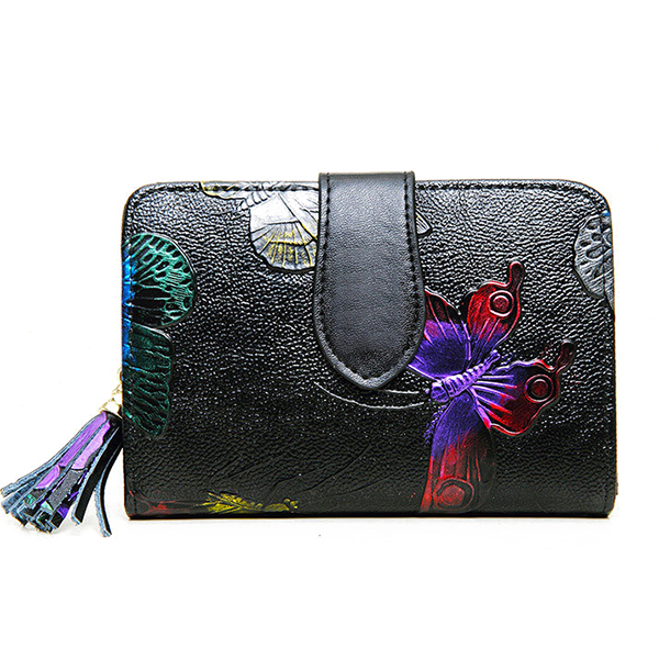 Bifold-Women-Embossed-Genuine-Leather-Wallet-13-Card-Slot-Short-Coin-Purse-1336405