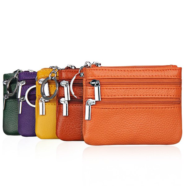 Women-Genuine-Leather-Double-Zipper-Card-Holder-Clutch-Wallet-Candy-Color-Coin-Bags-1039797